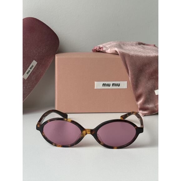 NEW Miu Miu MU04ZSF Tortoise Pink Sunglasses $518 main image 6